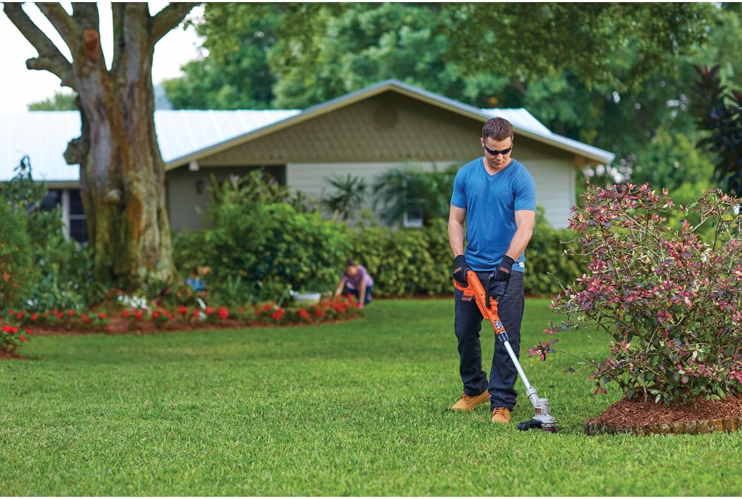 BLACK DECKER 20V MAX String Trimmer and Edger 2 in 1, Cordless Weed Wacker with Auto Spool Feed, Battery and Charger Included, 12 Inch Steel Blade, Reduced Vibration (LST300)